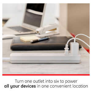 GE 6-OUTLET SURGE PROTECTOR 2 PACK WHITE | 46867 - Image 