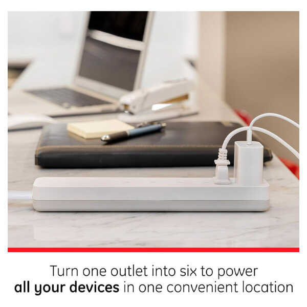 GE 6-OUTLET SURGE PROTECTOR 2 PACK WHITE | 46867 - Image 