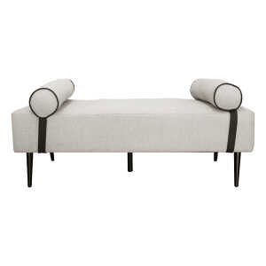 FRANCIA OTTOMAN VELVET MUSTARD STOOL CREAM | 88790