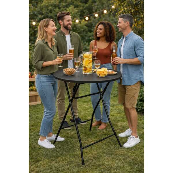 RATTAN BLACK ROUND TABLE | C15RG60 - Image 