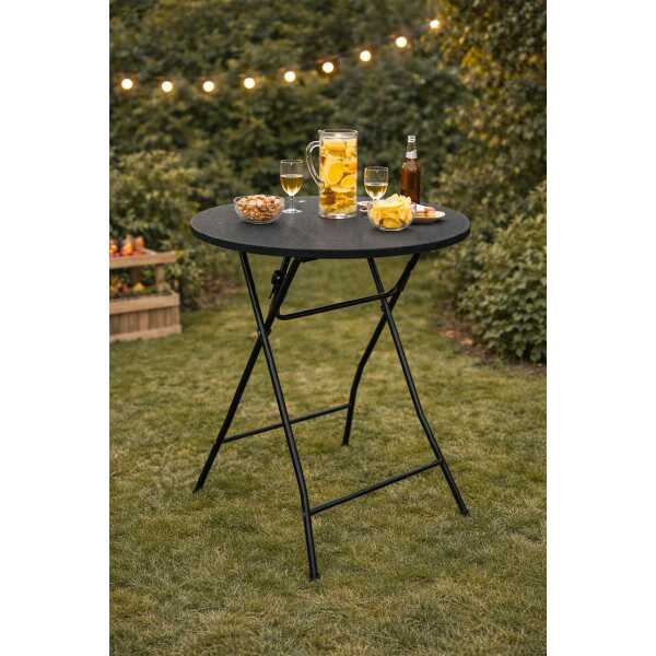 RATTAN BLACK ROUND TABLE | C15RG60 - Image 