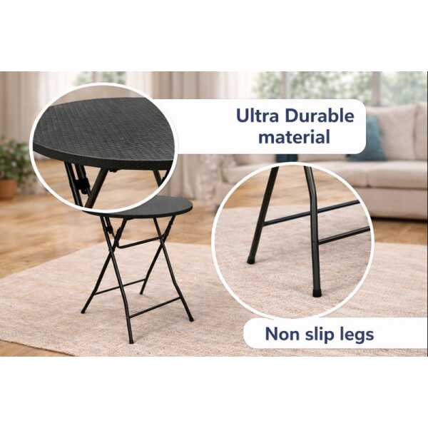 RATTAN BLACK ROUND TABLE | C15RG60 - Image 