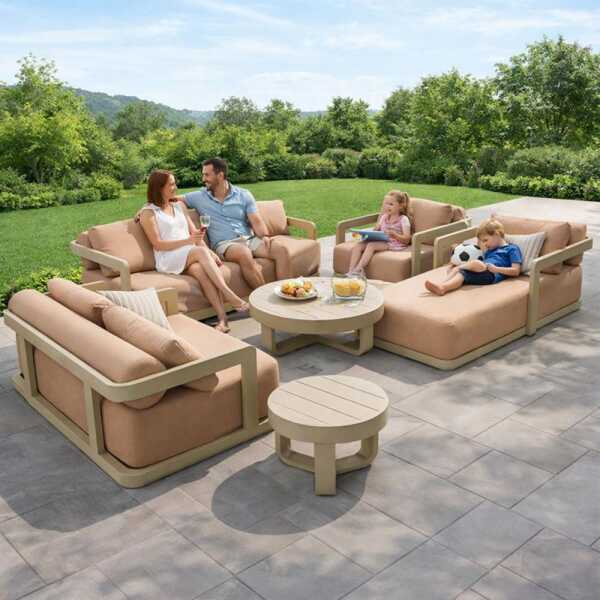 OUTOOR FURNITURE SET 7 PIECES (1 CHAISE LOUNGE/1 THREE-SEATER/1 TWO-SEATER/2 SINGLE SEATERS/ 2 COFFEE TABLES) | KM1545 - Image 