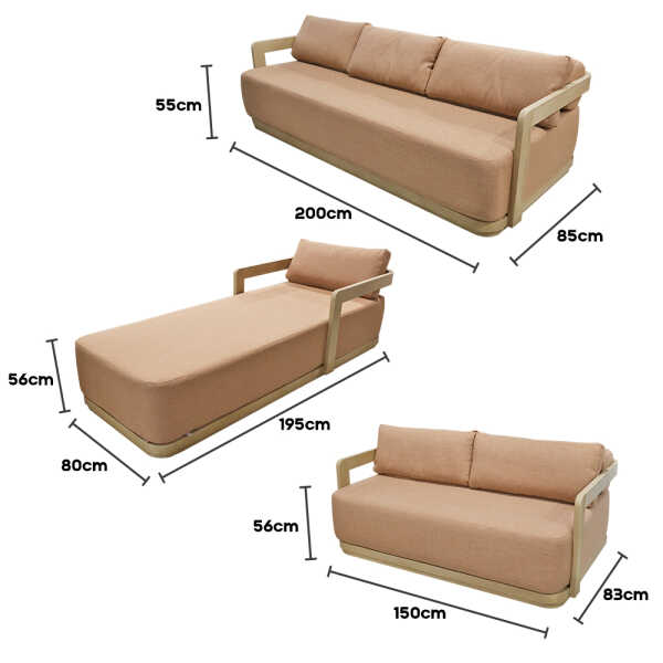 OUTOOR FURNITURE SET 7 PIECES (1 CHAISE LOUNGE/1 THREE-SEATER/1 TWO-SEATER/2 SINGLE SEATERS/ 2 COFFEE TABLES) | KM1545 - Image 
