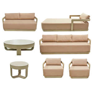 OUTOOR FURNITURE SET 7 PIECES (1 CHAISE LOUNGE/1 THREE-SEATER/1 TWO-SEATER/2 SINGLE SEATERS/ 2 COFFEE TABLES) | KM1545 - Image 