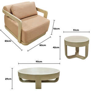 OUTOOR FURNITURE SET 7 PIECES (1 CHAISE LOUNGE/1 THREE-SEATER/1 TWO-SEATER/2 SINGLE SEATERS/ 2 COFFEE TABLES) | KM1545 - Image 