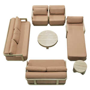 OUTOOR FURNITURE SET 7 PIECES (1 CHAISE LOUNGE/1 THREE-SEATER/1 TWO-SEATER/2 SINGLE SEATERS/ 2 COFFEE TABLES) | KM1545 - Image 