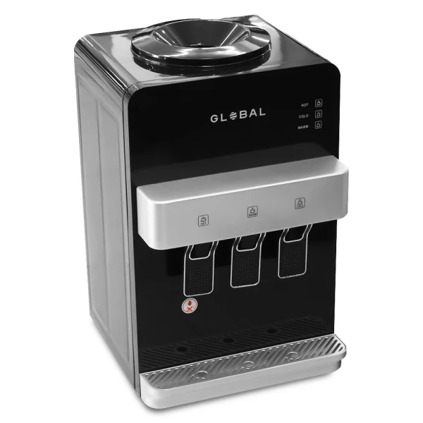 GLOBAL COUNTERTOP TOP LOAD WATER DISPENSER BLACK/SILVER | L0506001 - Image 