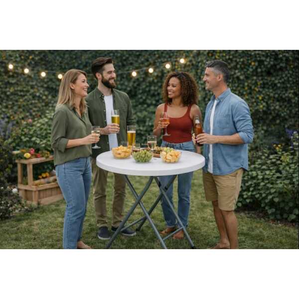 PLASTIC WHITE ROUND FOLDABLE TABLE | LT-R60 - Image 
