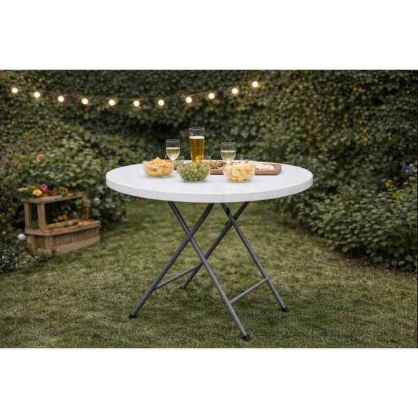 PLASTIC WHITE ROUND FOLDABLE TABLE | LT-R60 - Image 