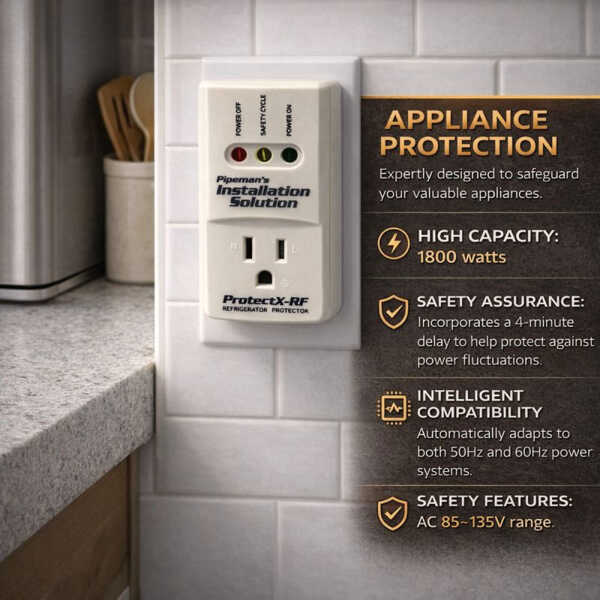 NIPPON AMERICA PIPEMAN'S SURGE PROTECTOR REFRIGERATOR A/C 1800W | PROTECTX-RF - Image 
