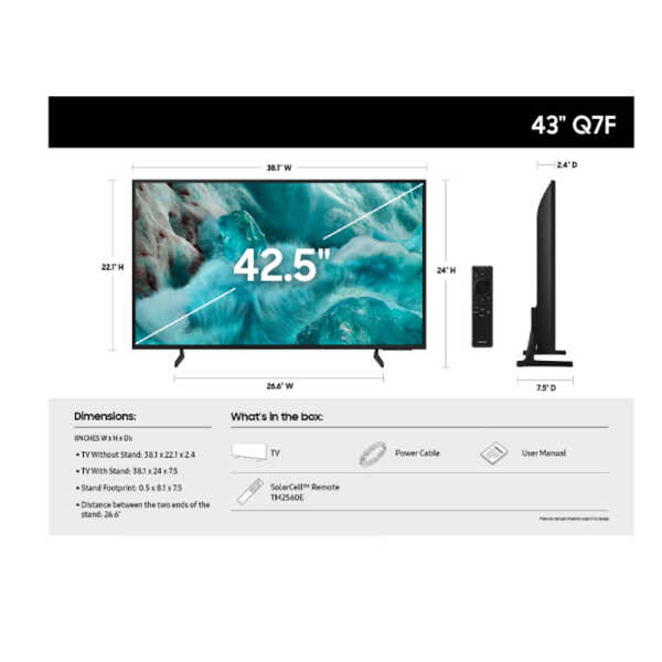 SAMSUNG 43" QLED Q7F 4K VISION AI SMART TV (2025) | QN43Q7FAAFXZA - Image 