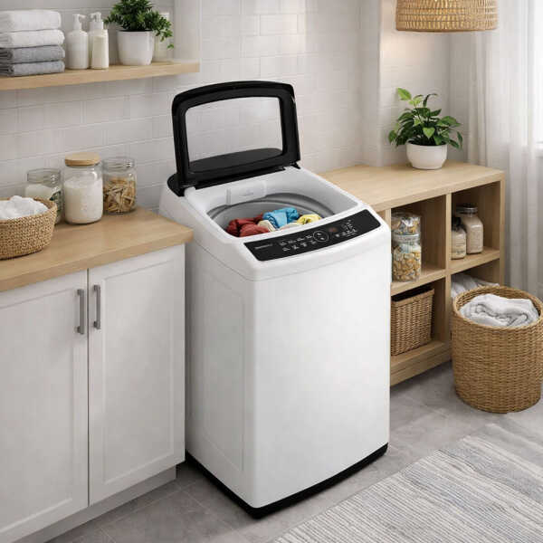 SAMSUNG 9KG TOP LOAD WASHER WITH IMPELLER WHITE | WA90CG4240BW - Image 