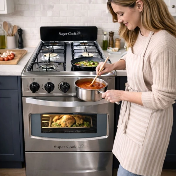 SUPER COOK 20" SILVER 4 BURNERS GAS RANGE | 10803-STEEL - Image 