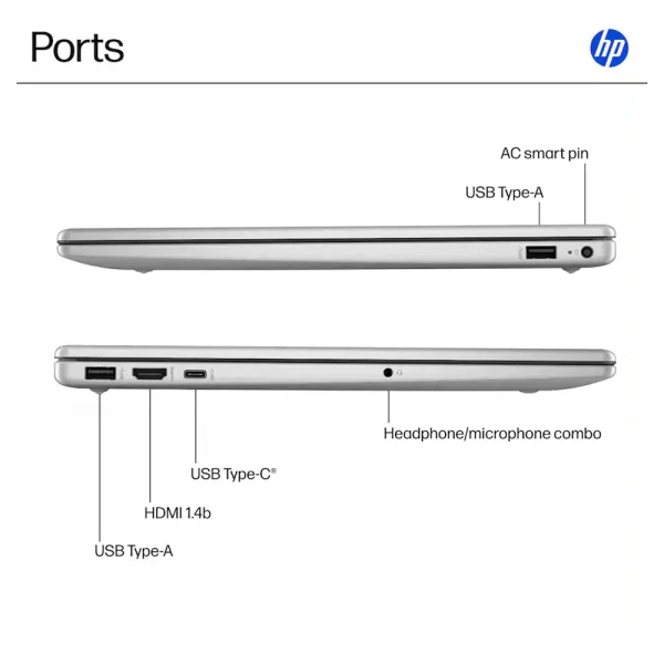 HP 15.6" AMD RYZEN 5 7520U 8GB RAM, 512GB SSD, W11, SILVER LAPTOP | 15-FC0146 - Image 