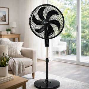 IVERIA 18" STAND FAN 6-BLADE 3-SPEED BLACK | AI-18PB - Image 