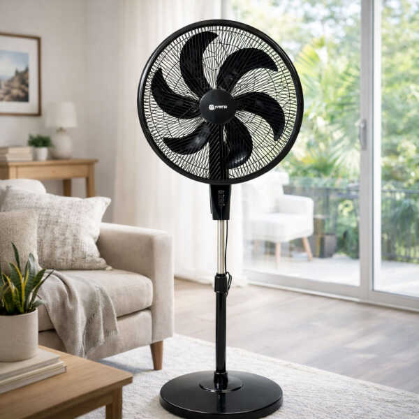 IVERIA 18" STAND FAN 6-BLADE 3-SPEED BLACK | AI-18PB - Image 