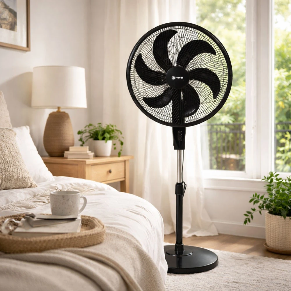 IVERIA 18" STAND FAN 6-BLADE 3-SPEED BLACK | AI-18PB - Image