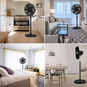 IVERIA 18" STAND FAN 6-BLADE 3-SPEED BLACK | AI-18PB - Image 
