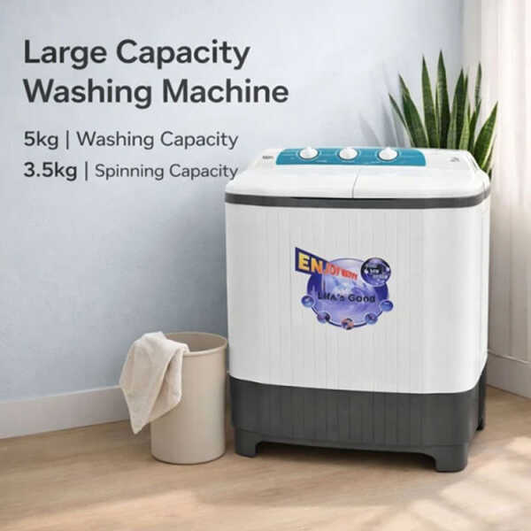 AXXEL 5KG SEMI-AUTOMATIC TWIN TUB WASHING MACHINE 110V WHITE | AWM500 - Image 