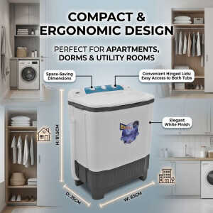 AXXEL 5KG SEMI-AUTOMATIC TWIN TUB WASHING MACHINE 110V WHITE | AWM500 - Image 