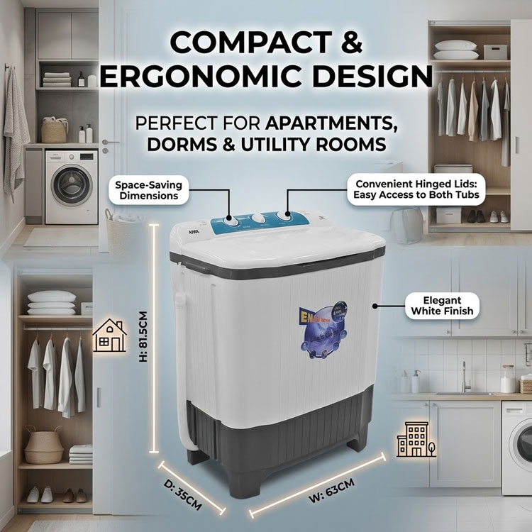 Compact twin tub semi automatic washing machine design