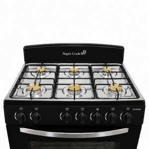 SUPER COOK CAYENNE 6-BURNERS GAS RANGE BLACK | CNT-10880-BLACK - Image 