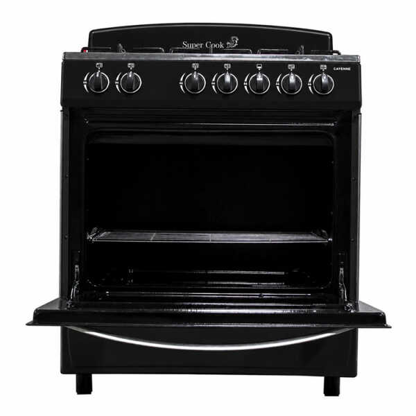 SUPER COOK CAYENNE 6-BURNERS GAS RANGE BLACK | CNT-10880-BLACK - Image 