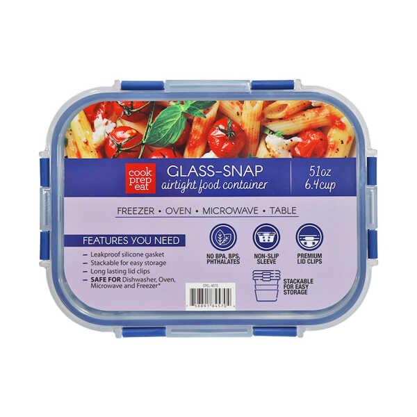 COOK PREP EAT RECTANGULAR GLASS STORAGE CONTAINER 6.4CUP | CPEL-4570 - Image 