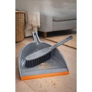 BASICS DUST PAN W/ SMALL BROOM GRAY | DBT-65037 - Image 