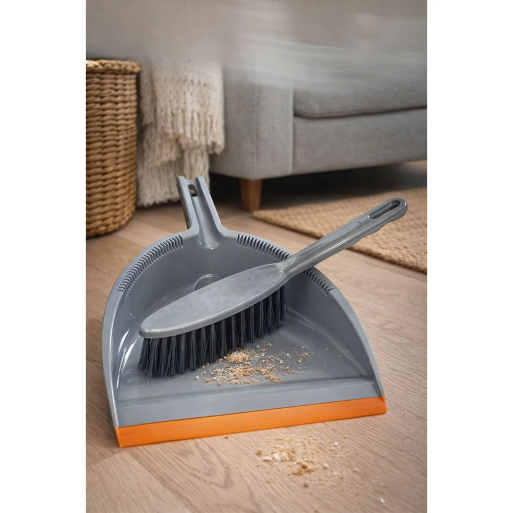 BASICS DUST PAN W/ SMALL BROOM GRAY | DBT-65037 - Image