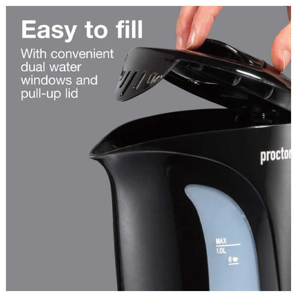 PROCTOR SILEX 1L ELECTRIC KETTLE BLACK | K2071PS - Image 