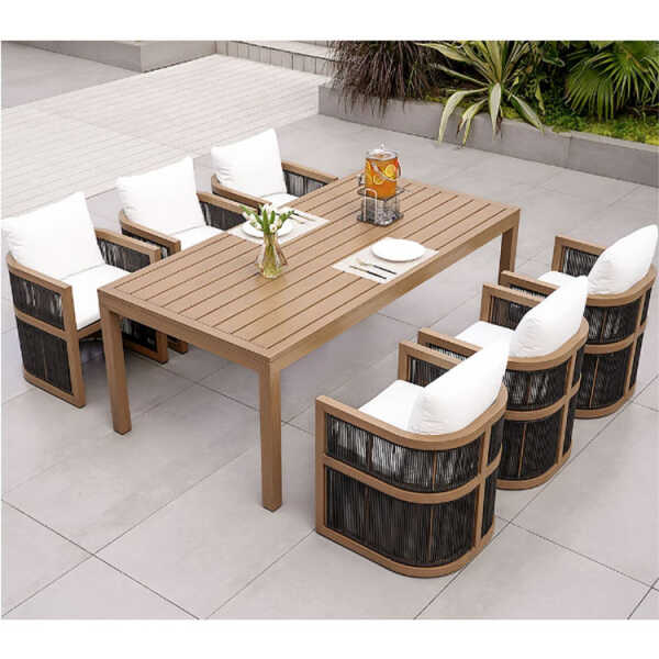 SOLEA OUTDOOR DINNER SET 7 PIECES, 6 CHAIRS AND 1 TABLE | KM2368 - Image 