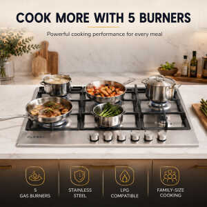 GLOBAL 5 BURNERS BUILT-IN  STAINLESS STEEL GAS COOKTOP | L0423011 - Image 