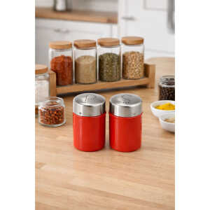 EMERALD SALT & PEPPER SHAKER SET RED | MH-1252-CL - Image 