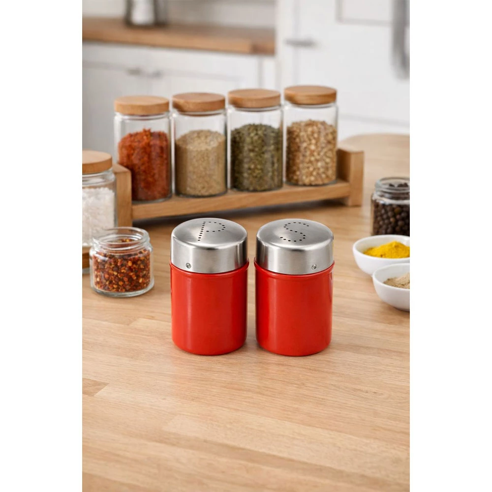 EMERALD SALT & PEPPER SHAKER SET RED | MH-1252-CL - Image 