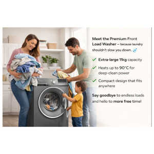 PREMIUM 11KG FRONT LOAD WASHER WITH HEATING ELEMENT GREY | PWMF116XS - Image 