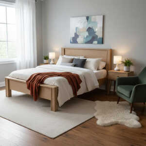 WOODEN KING SIZE BED BROWN 180X200 | S819C-FR - Image 