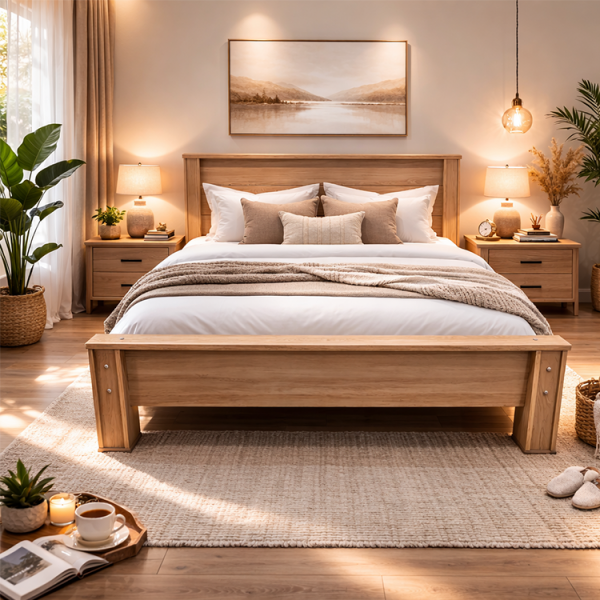 WOODEN KING SIZE BED BROWN 180X200 | S819C-FR - Image 
