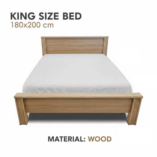 WOODEN KING SIZE BED BROWN 180X200 | S819C-FR - Image 