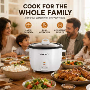 SOKANY 2.2L 11 CUP UNCOOKED RICE COOKER WHTE  | SK-07059 - Image 