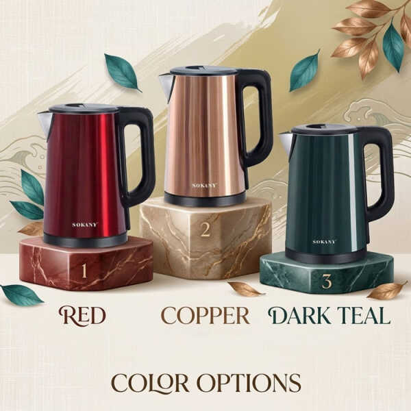 SOKANY 2.5L CORDLESS ELECTRIC KETTLE 110V-50HZ-60HZ ASSORTED COLORS | SK-SH1088 - Image 