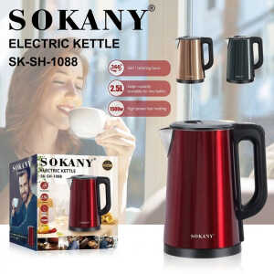 SOKANY 2.5L CORDLESS ELECTRIC KETTLE 110V-50HZ-60HZ ASSORTED COLORS | SK-SH1088 - Image 