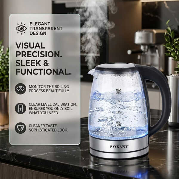 SOKANY 2L CORDLESS ELECTRIC KETTLE 110V-1800W | SK-SH1098 - Image 