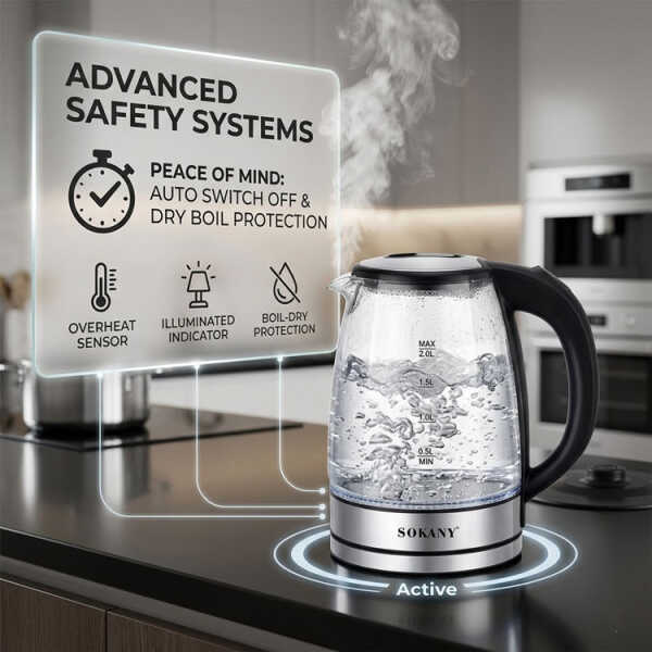SOKANY 2L CORDLESS ELECTRIC KETTLE 110V-1800W | SK-SH1098 - Image 