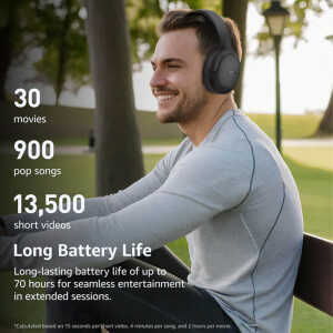 TOZO H100 NOISE CANCELLING W/MIC OVER EAR WIRELESS HEADPHONES BLACK | TOZOH100BLK - Image 