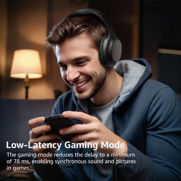 TOZO H100 NOISE CANCELLING W/MIC OVER EAR WIRELESS HEADPHONES BLACK | TOZOH100BLK - Image 