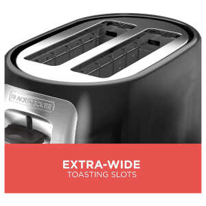 BLACK & DECKER 2-SLICE WIDE SLOTS TOASTER, BLACK | TR1278B - Image 