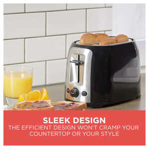 BLACK & DECKER 2-SLICE WIDE SLOTS TOASTER, BLACK | TR1278B - Image 