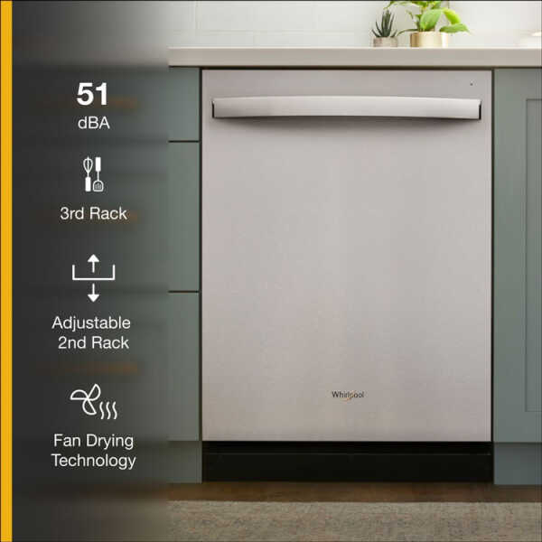 WHIRLPOOL 24" BUILT-IN DISHWASHER SS + SS CABIN | WDT730HAMZ - Image 